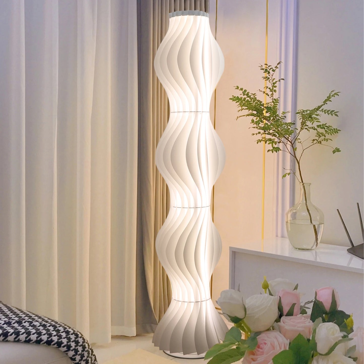 Iron Floor Lamp With Pleated Shade For Nordic Ambient Lighting