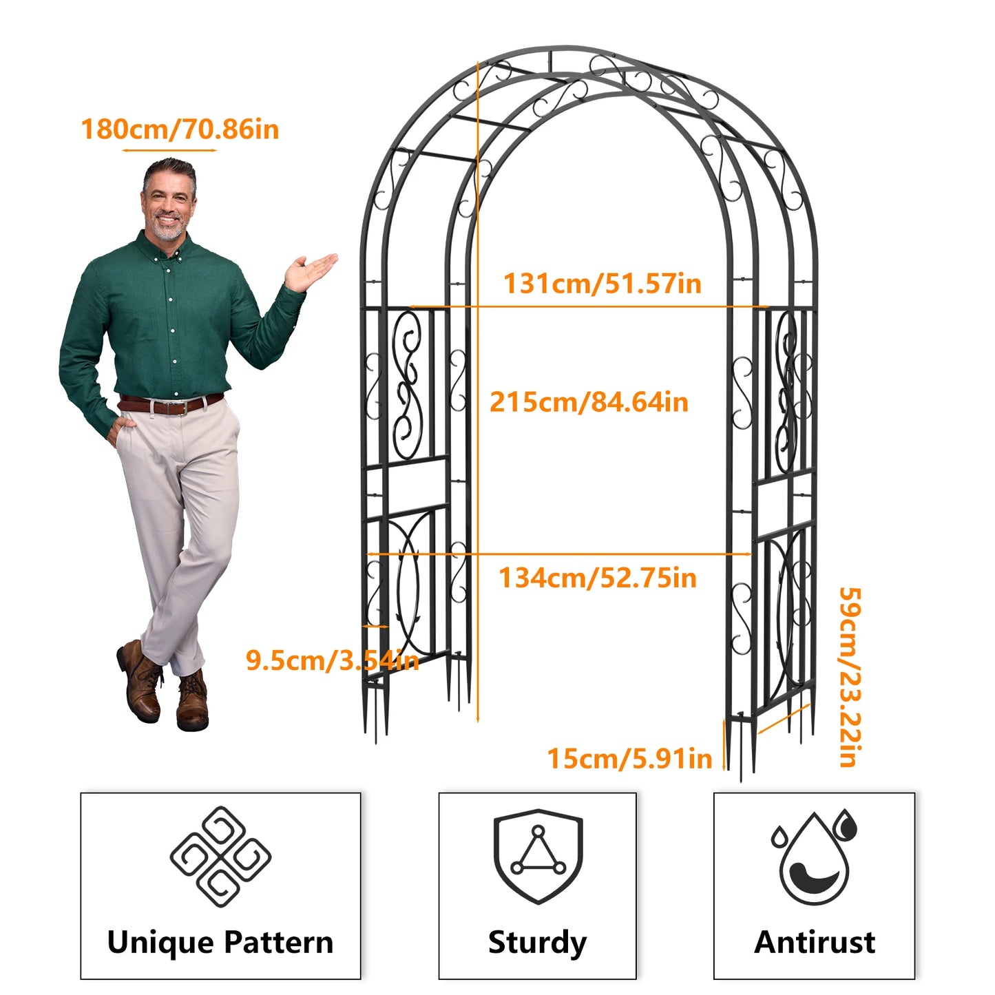 Heavy Duty Metal Garden Arbor Trellis for Climbing Plants Arch