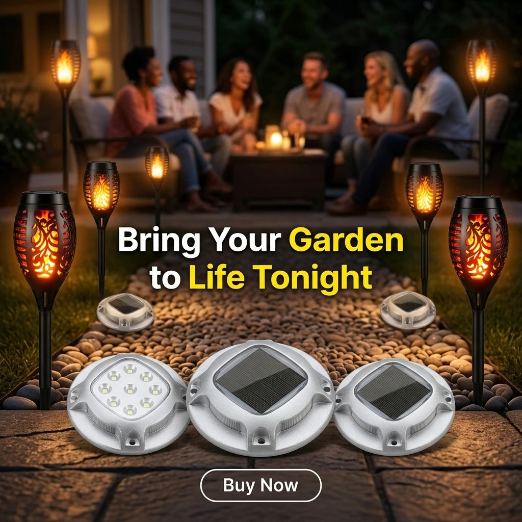 Solar Outdoor Flickering Flame Torch And Ground LED Garden Lights