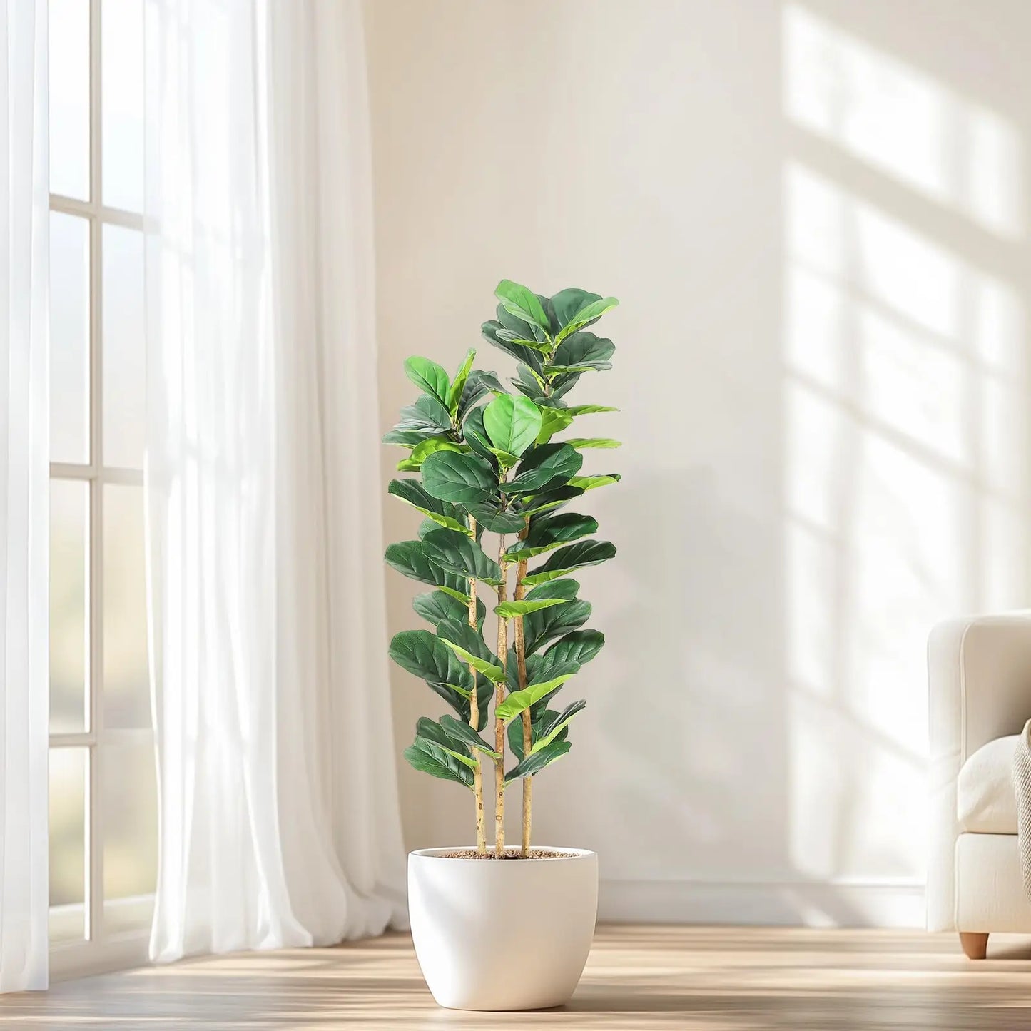Artificial Fiddle Leaf Fig Tree In Planter For Home Decor