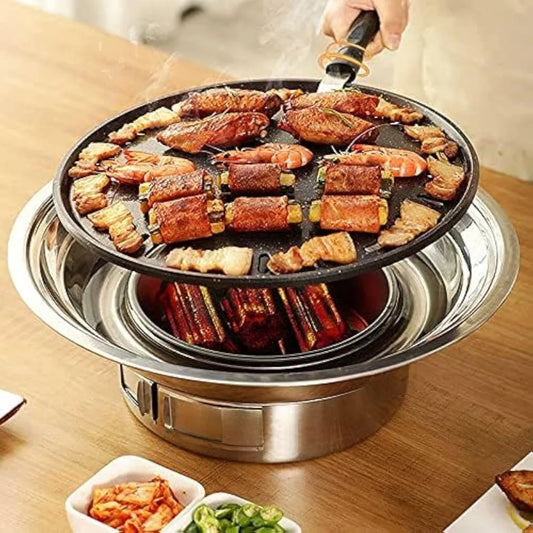 NBVCX Nonstick Stainless Steel Portable Korean BBQ Grill