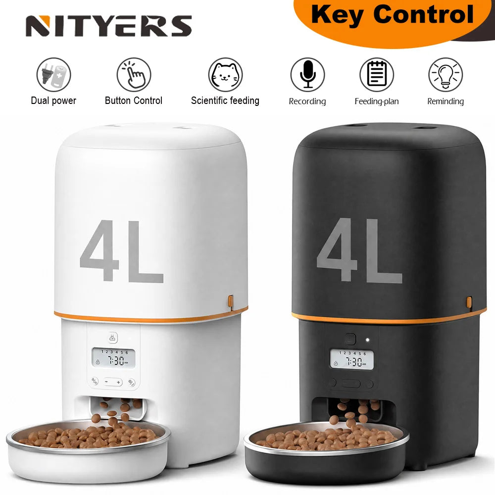 Nityers Automatic Cat Feeder with Timed Dispenser and Voice Recorder