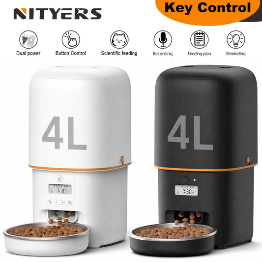 Nityers Automatic Cat Feeder with Timed Dispenser and Voice Recorder