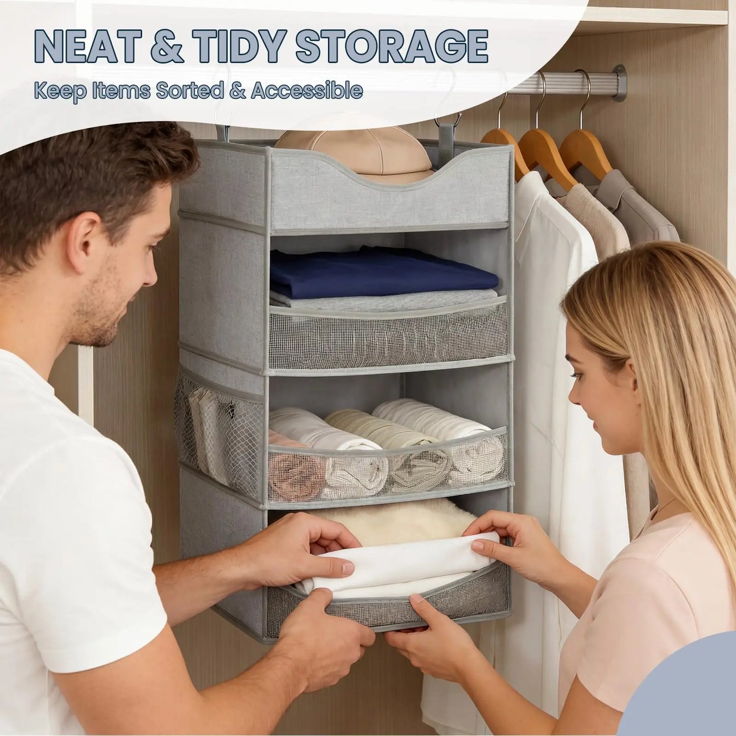 Himiss Three Shelf Hanging Closet Storage Organizer