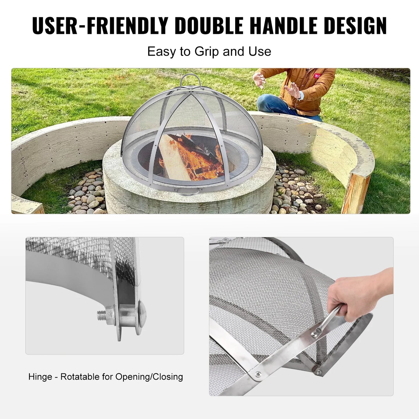 Outdoor Stainless Steel Fire Pit Spark Screen Cover
