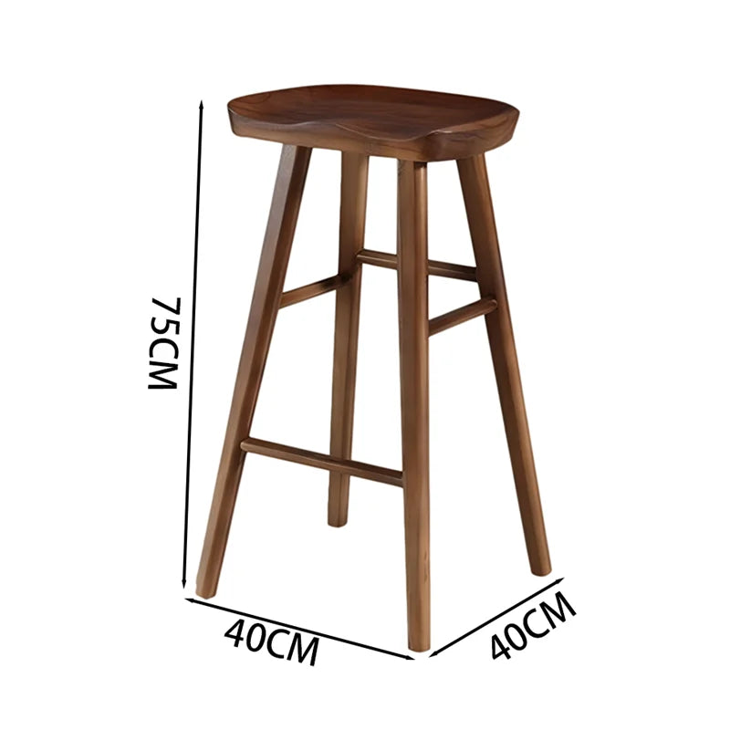 Modern Minimalist Solid Wood Bar Stool for Home and Business