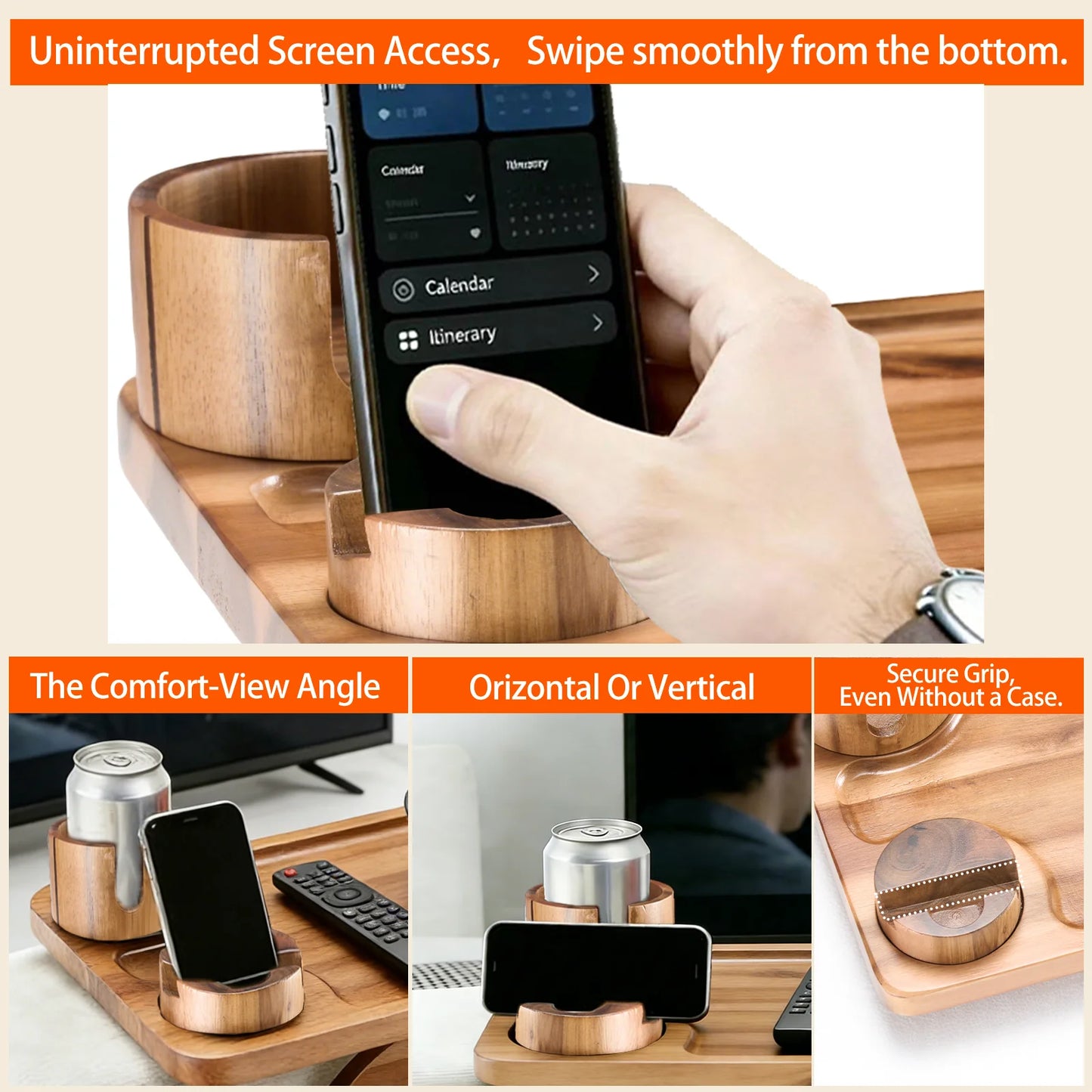 JHK Foldable 3in1 Armrest Tray With 360 Degree Phone Holder