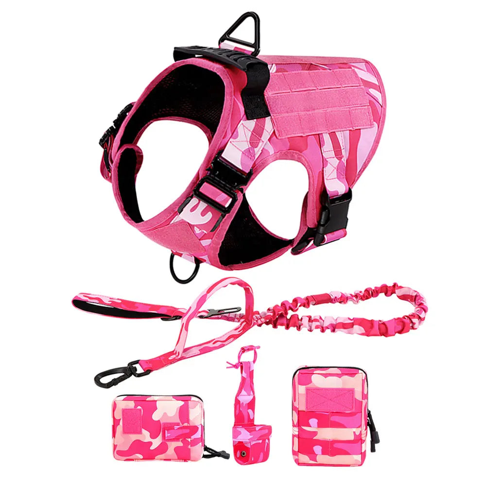 Military Camouflage Dog Harness Nylon Adjustable Vest For Training