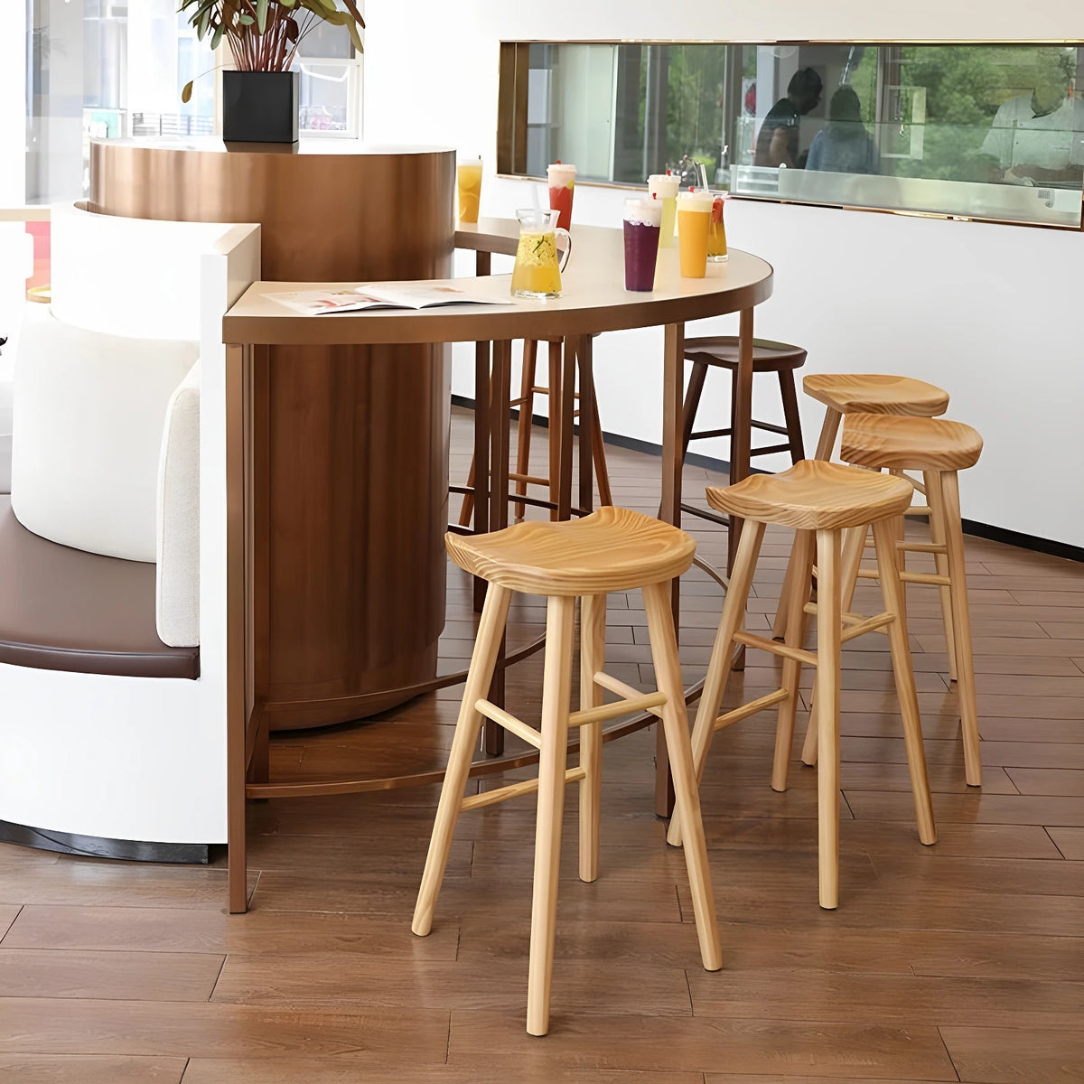 Modern Minimalist Solid Wood Bar Stool for Home and Business