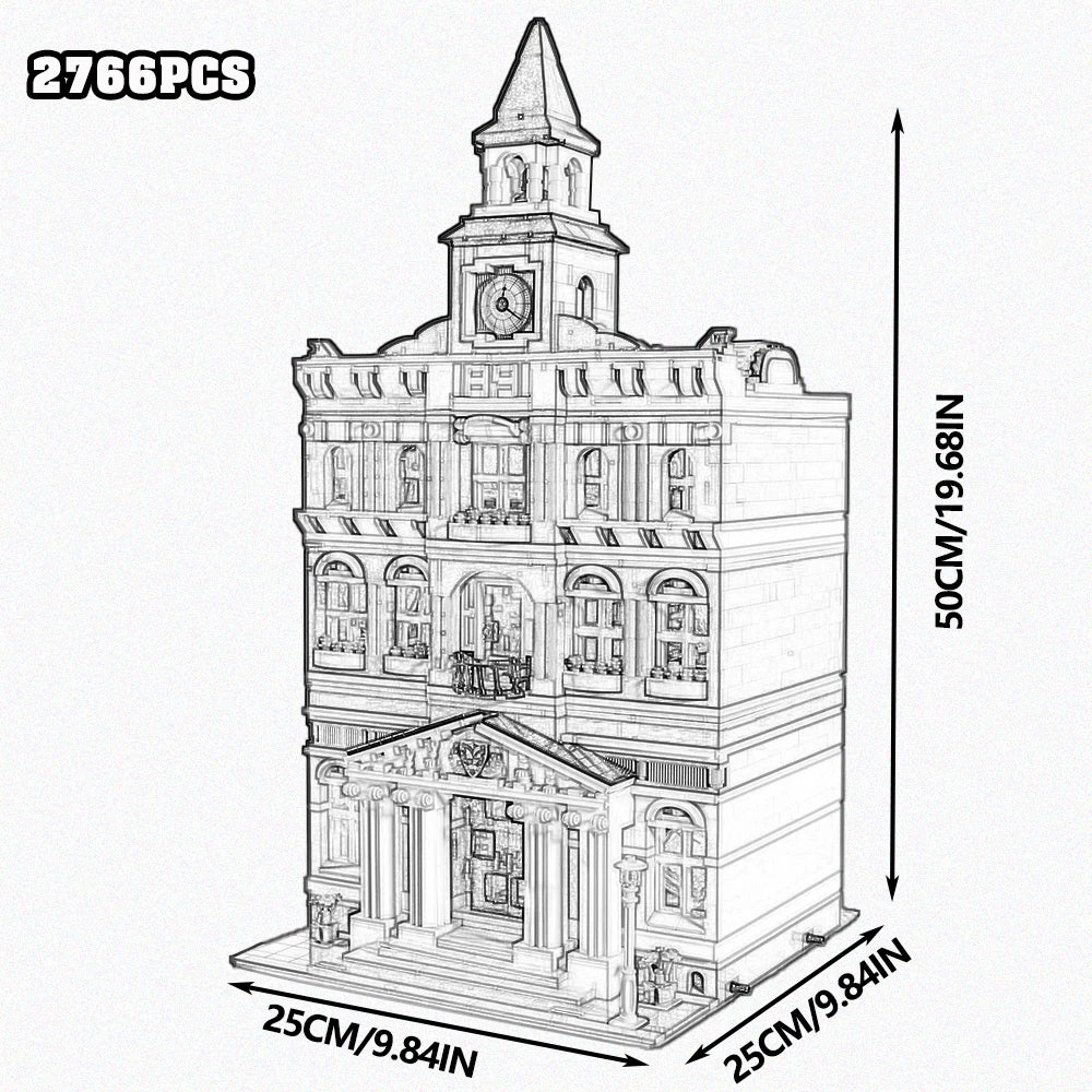 Downtown City Street View Building Blocks Set Assembly Square MOC