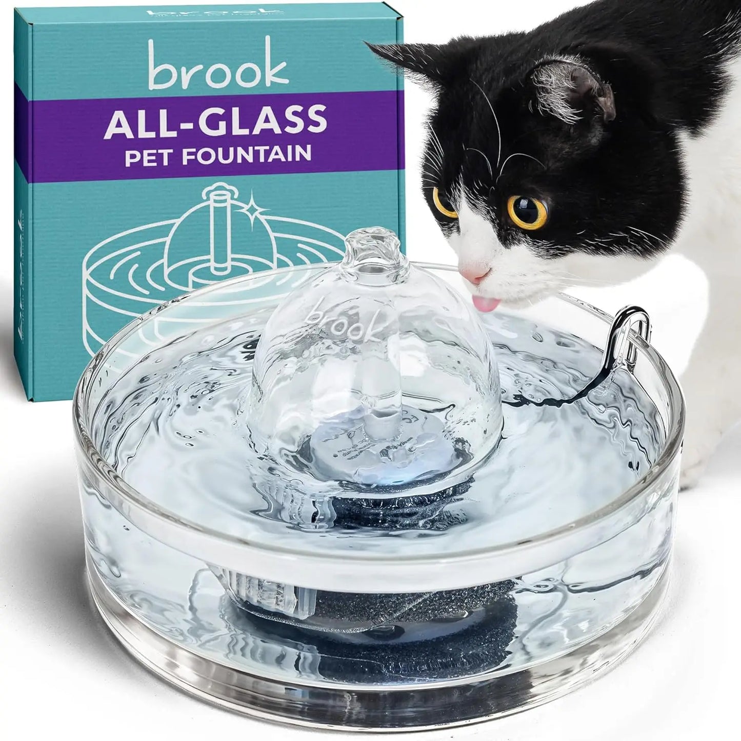 Glass Cat Water Fountain 90oz Automatic Pet Water Dispenser