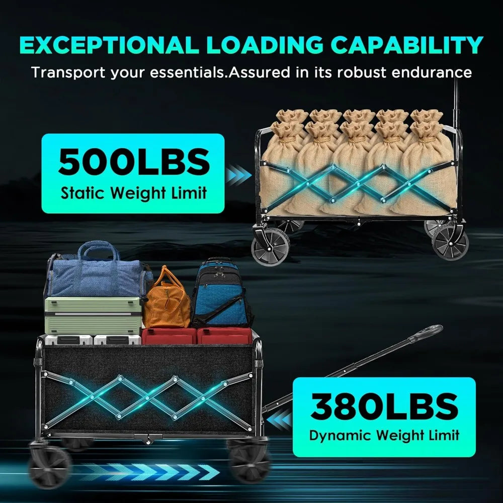 NBVCX Large Foldable Wagon Cart With Wheels For Outdoor Use
