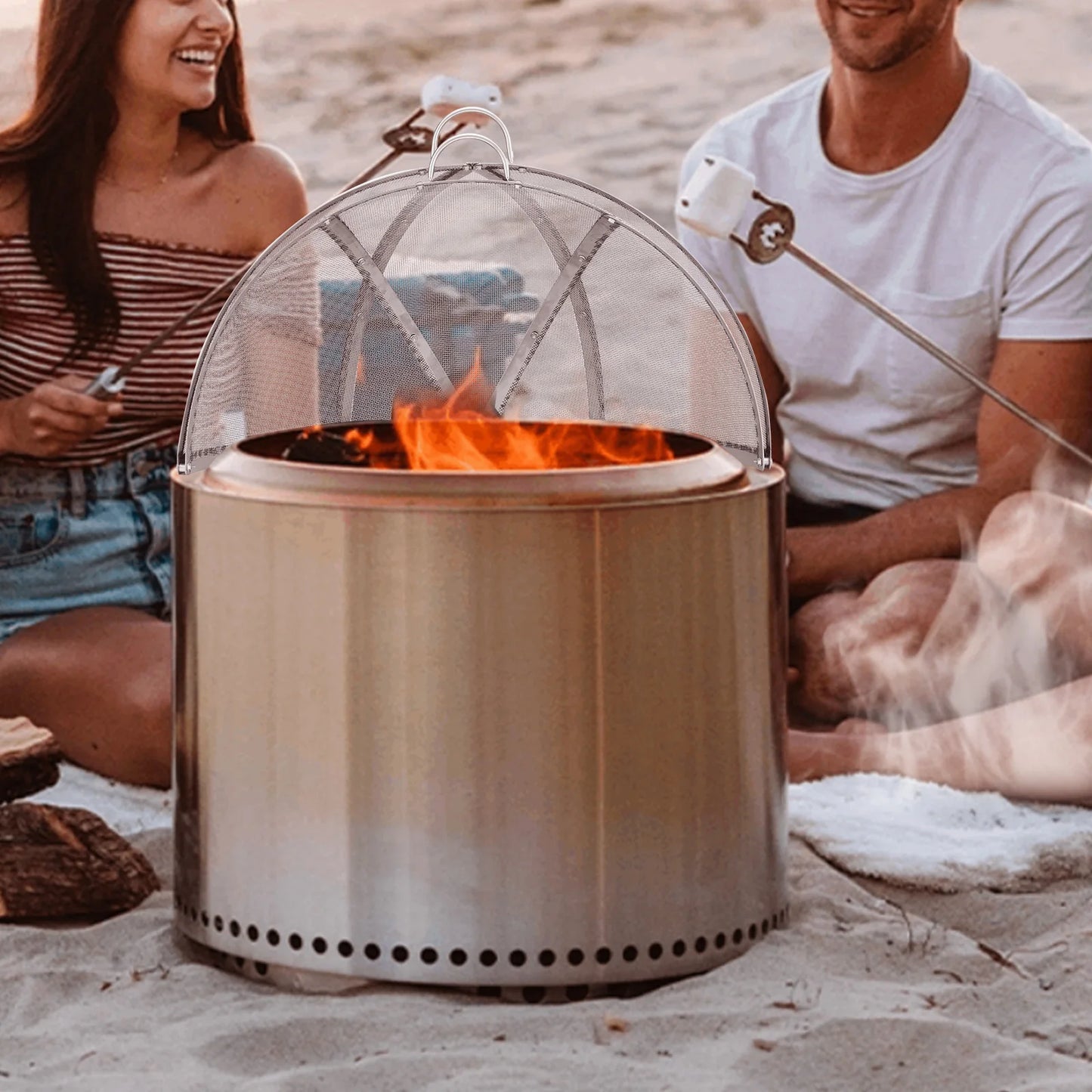 Outdoor Stainless Steel Fire Pit Spark Screen Cover