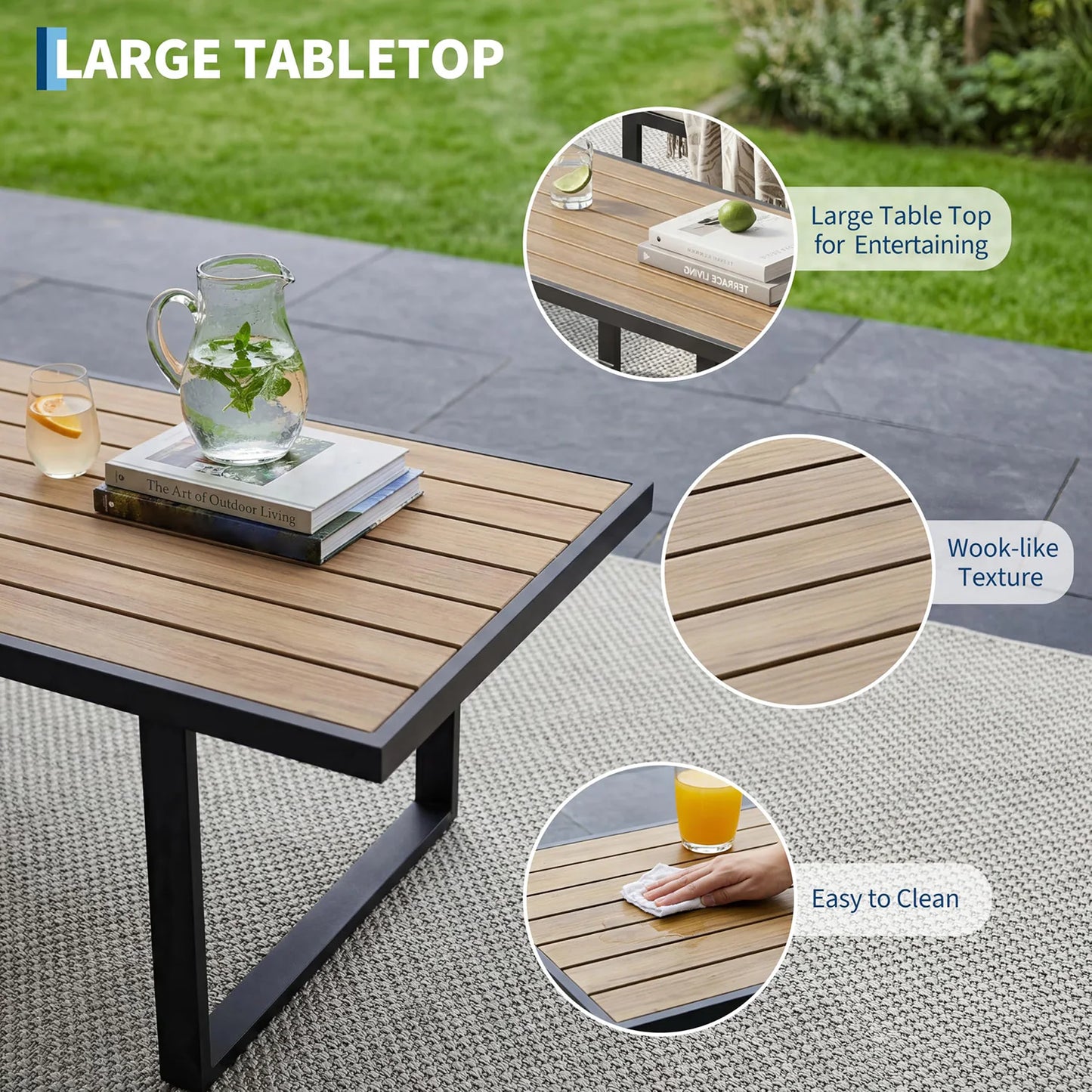 HobbyLane Modern 4 Piece Patio Set With Coffee Table Cushions