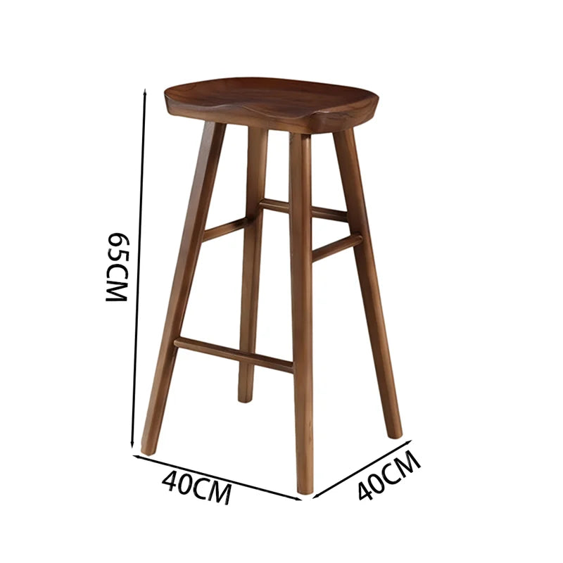 Modern Minimalist Solid Wood Bar Stool for Home and Business