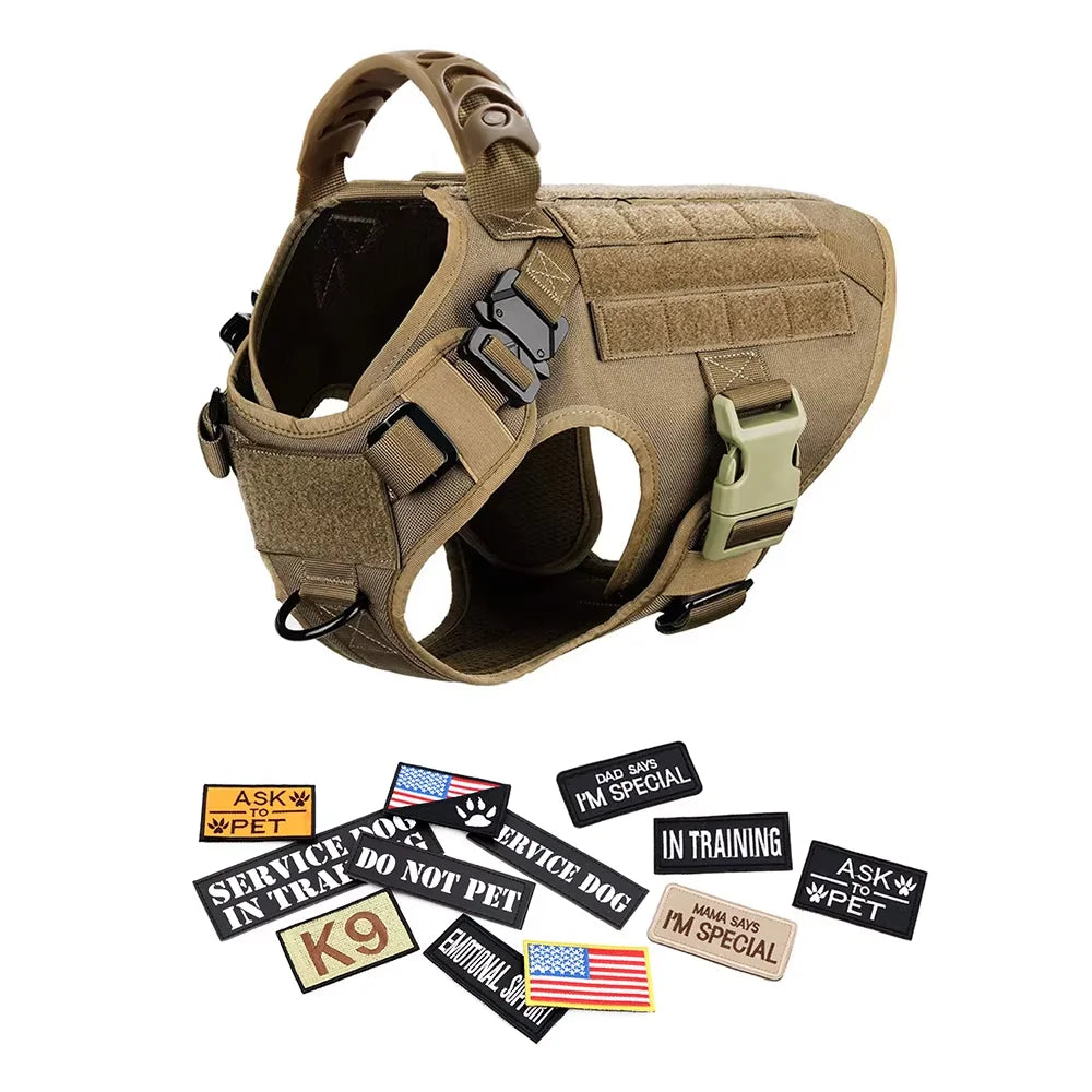 Military Style Dog Harness Vest Set With Leash And Patches For Malinois