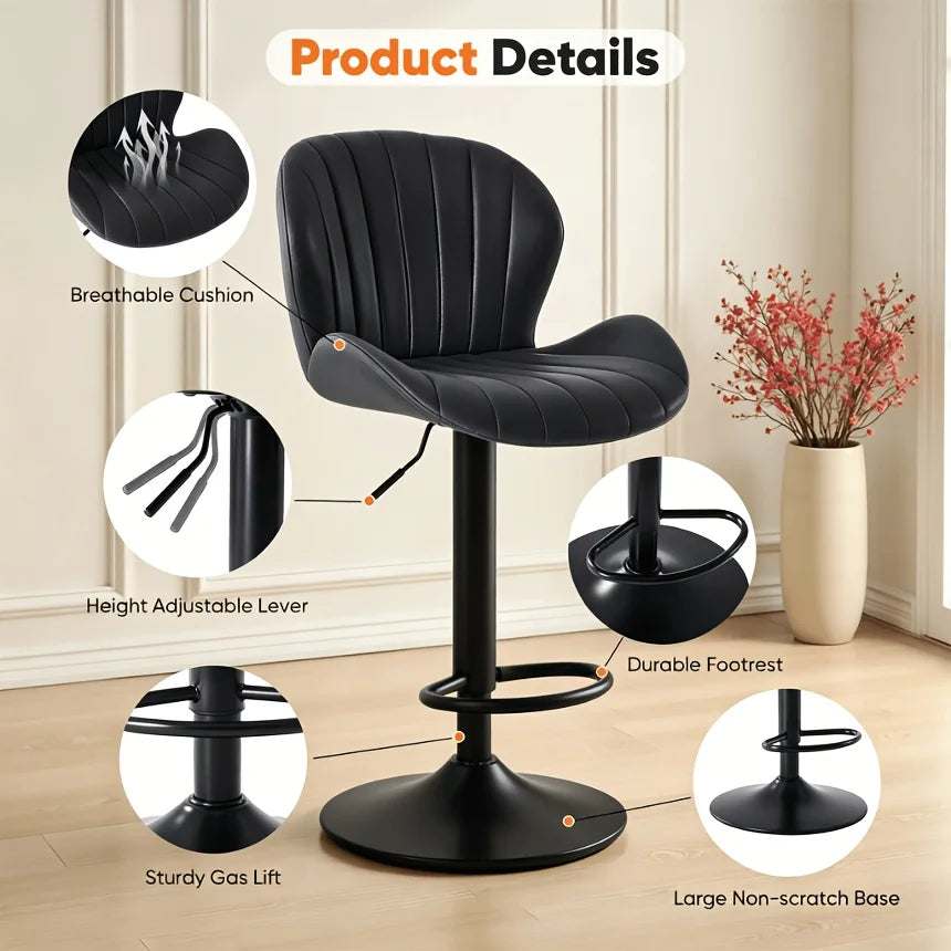 MATE BIRDS Adjustable Swivel Bar Stools With PU Leather Cushions