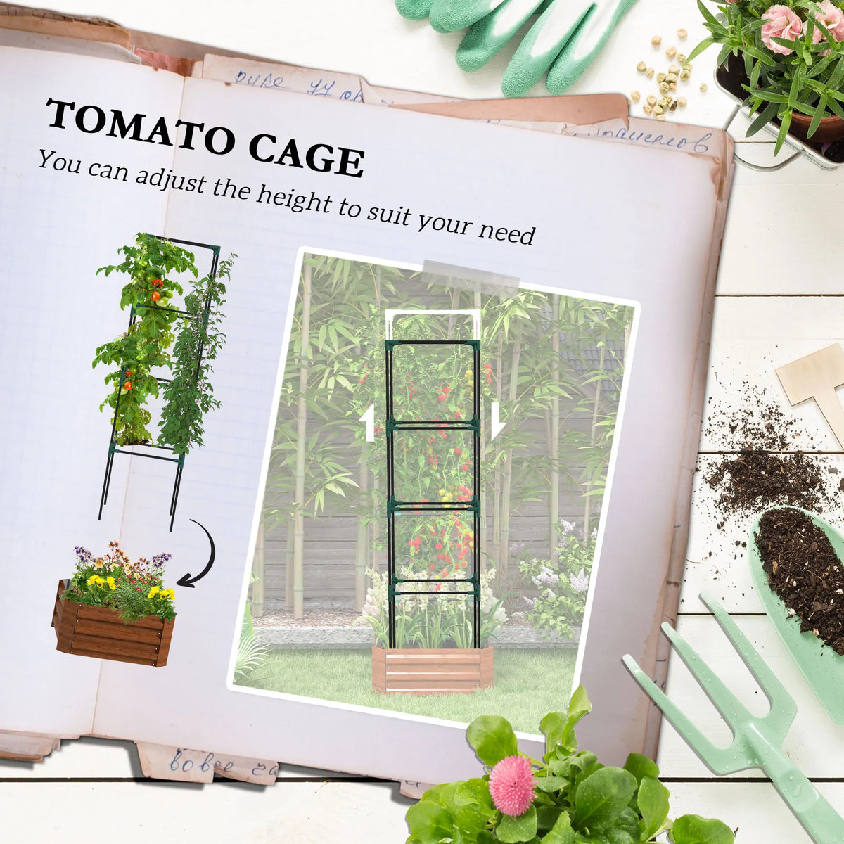 Outsunny Raised Garden Bed With Tomato Trellis And Open Bottom