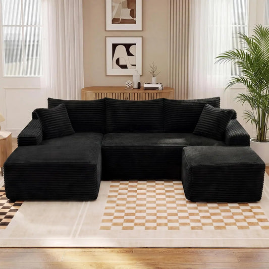 Modular U Shaped Sectional Cloud Couch With Ottoman And Sleeper