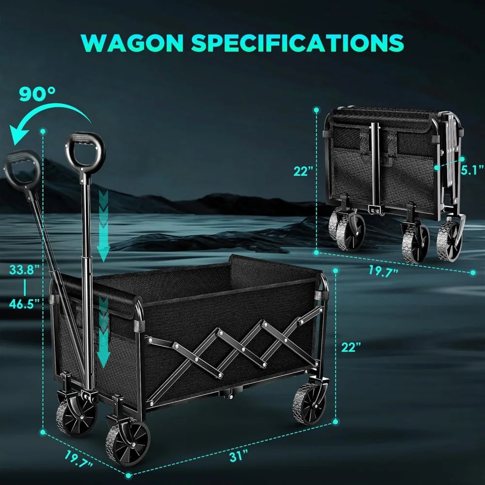 NBVCX Large Foldable Wagon Cart With Wheels For Outdoor Use