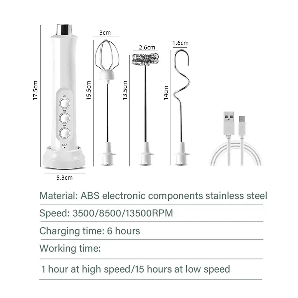 Stonego USB Rechargeable Milk Frother With Stainless Steel Whisk