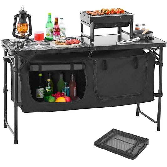 SucceBuy Camping Kitchen Table Aluminum Lightweight Portable Cook Station