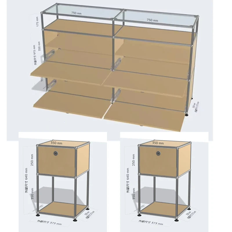 Bigcityfur Modern Metal Corner TV Stand Storage Cabinet