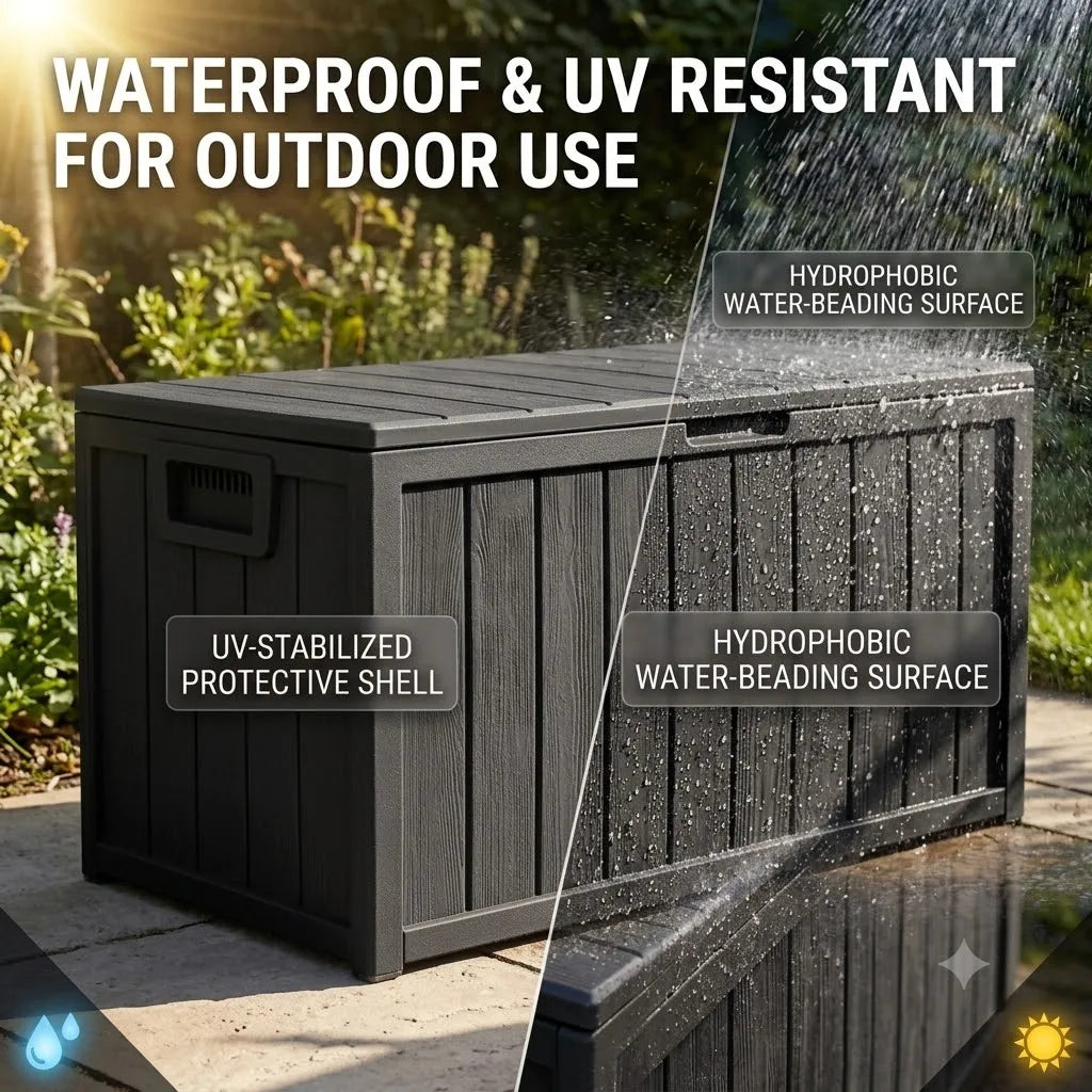 Outdoor Plastic Storage Box With Wheels And Lockable Latches