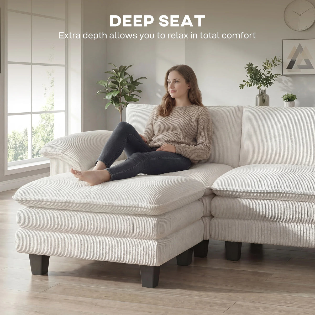 Homcom Modern Velvet Modular Sectional Living Room Sofa