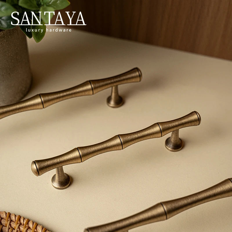 Santaya Brass Kitchen Cabinet Handles for Wardrobe Drawers