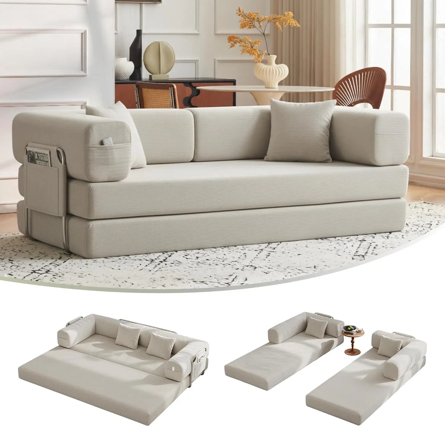 Convertible Sofa Bed With Pillows Corduroy Sleeper Sofa Frame