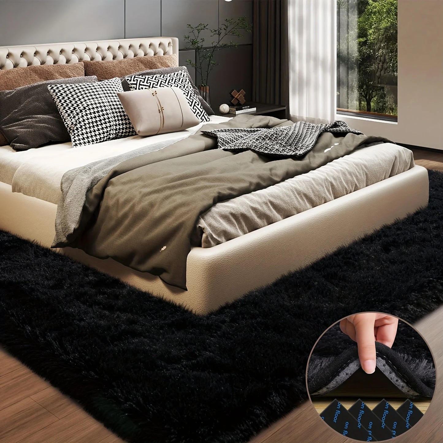 Plush Geometric Area Rug For Bedroom And Living Room