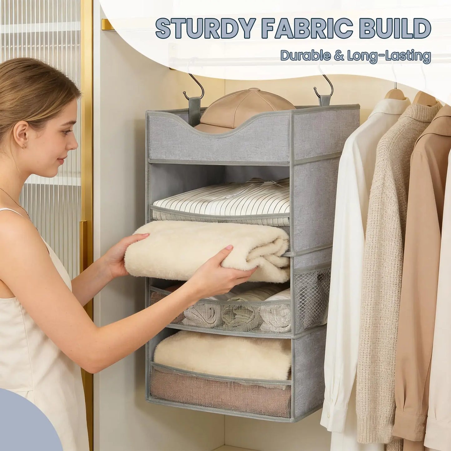 Himiss Three Shelf Hanging Closet Storage Organizer