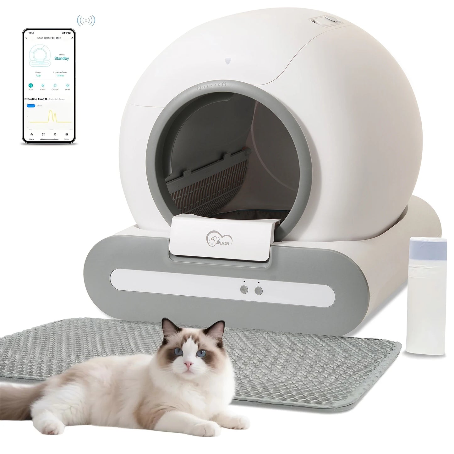 DOEL Self Cleaning Cat Litter Box With App Control WiFi