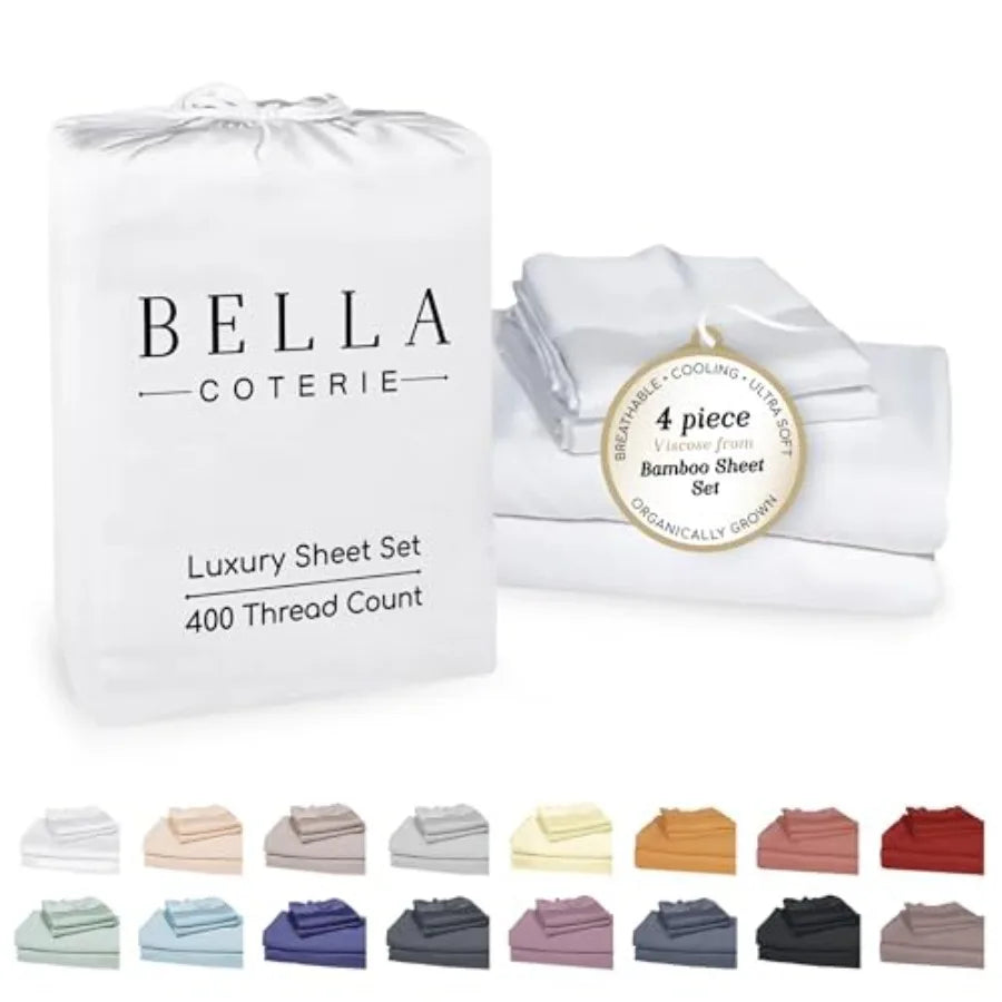 Bella Coterie Luxury Bamboo Viscose Sheet Set Ultra Soft Cooling For Sleepers