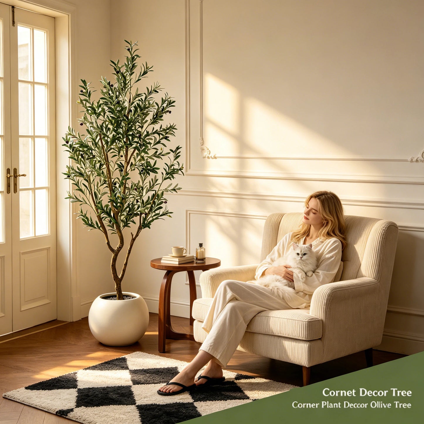 Olitree CN Olive Tree Artificial Indoor Plant With Wood Trunk