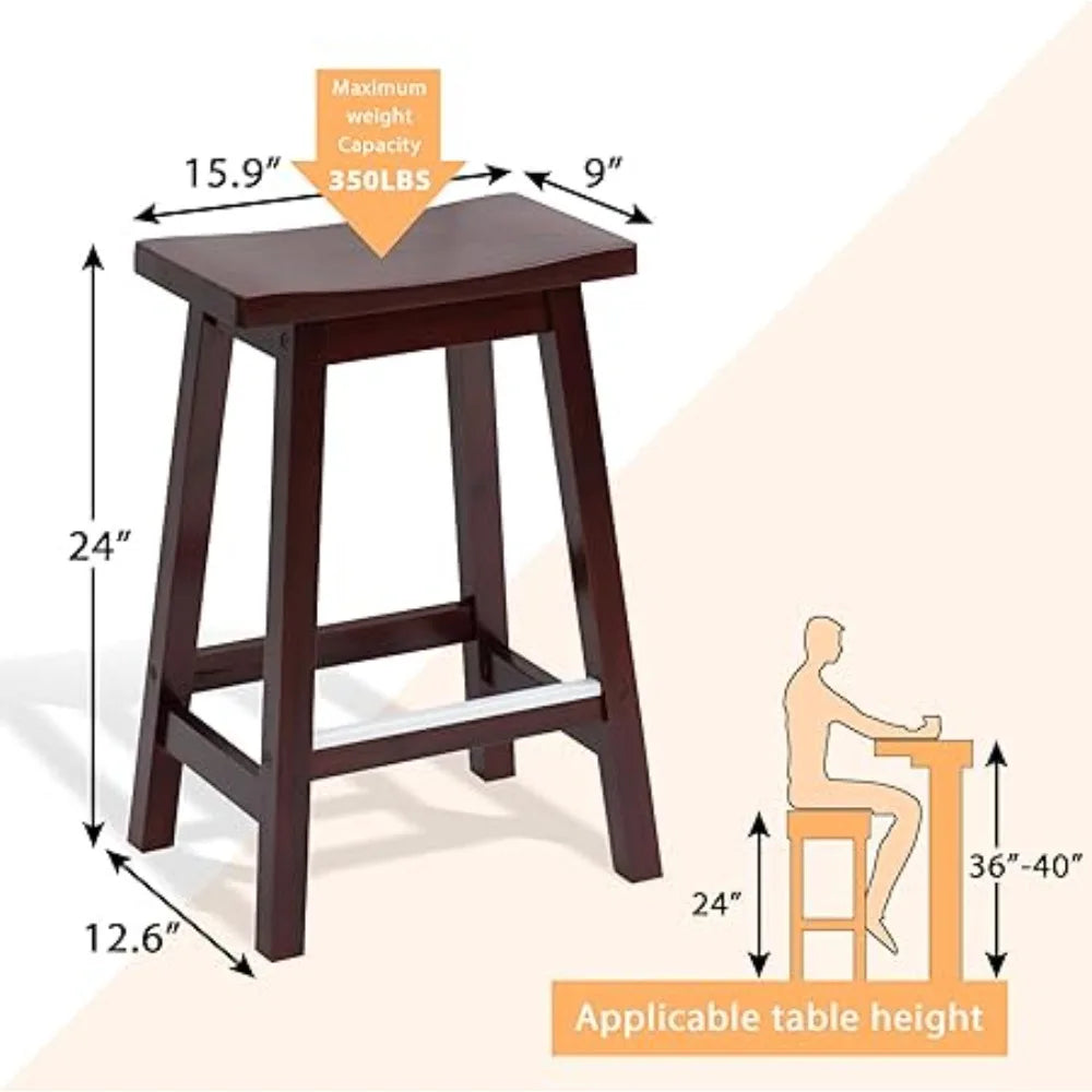 Solid Wood Counter Bar Stools Set Of 2 For Kitchen