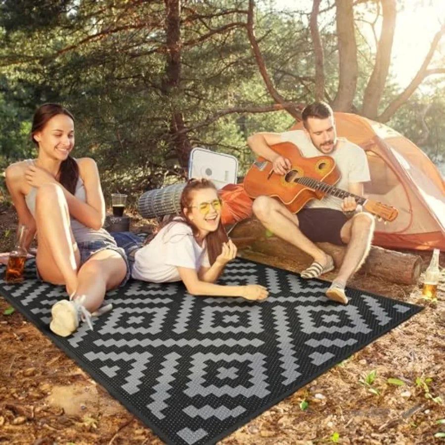Outdoor Rugs Waterproof, Reversible Mats, Outdoor Area Rug, Plastic Outside Carpet, Eeometric Rv Mat for Patio Camping Rv Picni