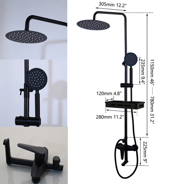 Kemaidi Rainfall Shower Faucet Single Lever Bathtub Mixer With Shelf
