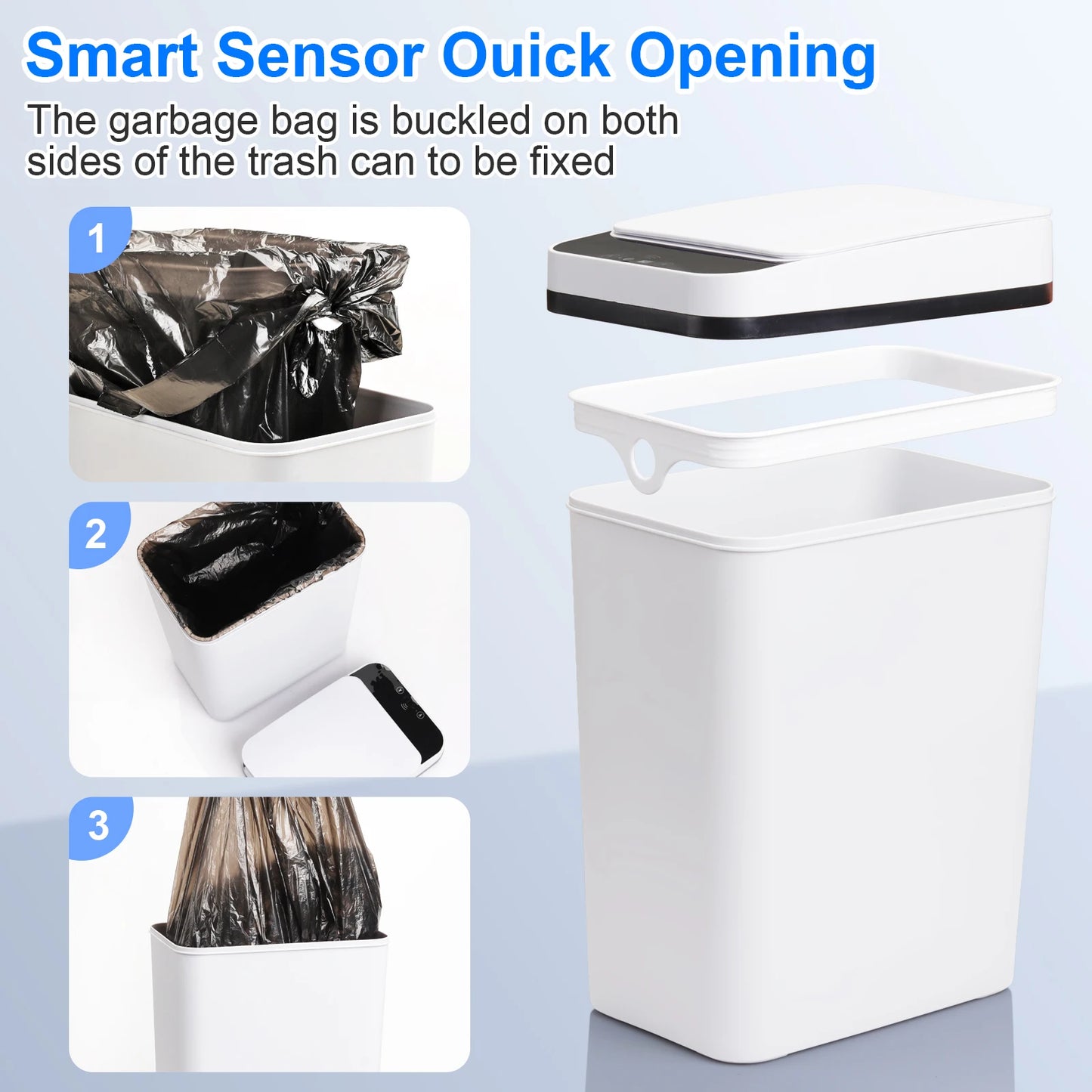 2 Pack Bathroom Touchless Trash Cans With Lid Motion Sensor