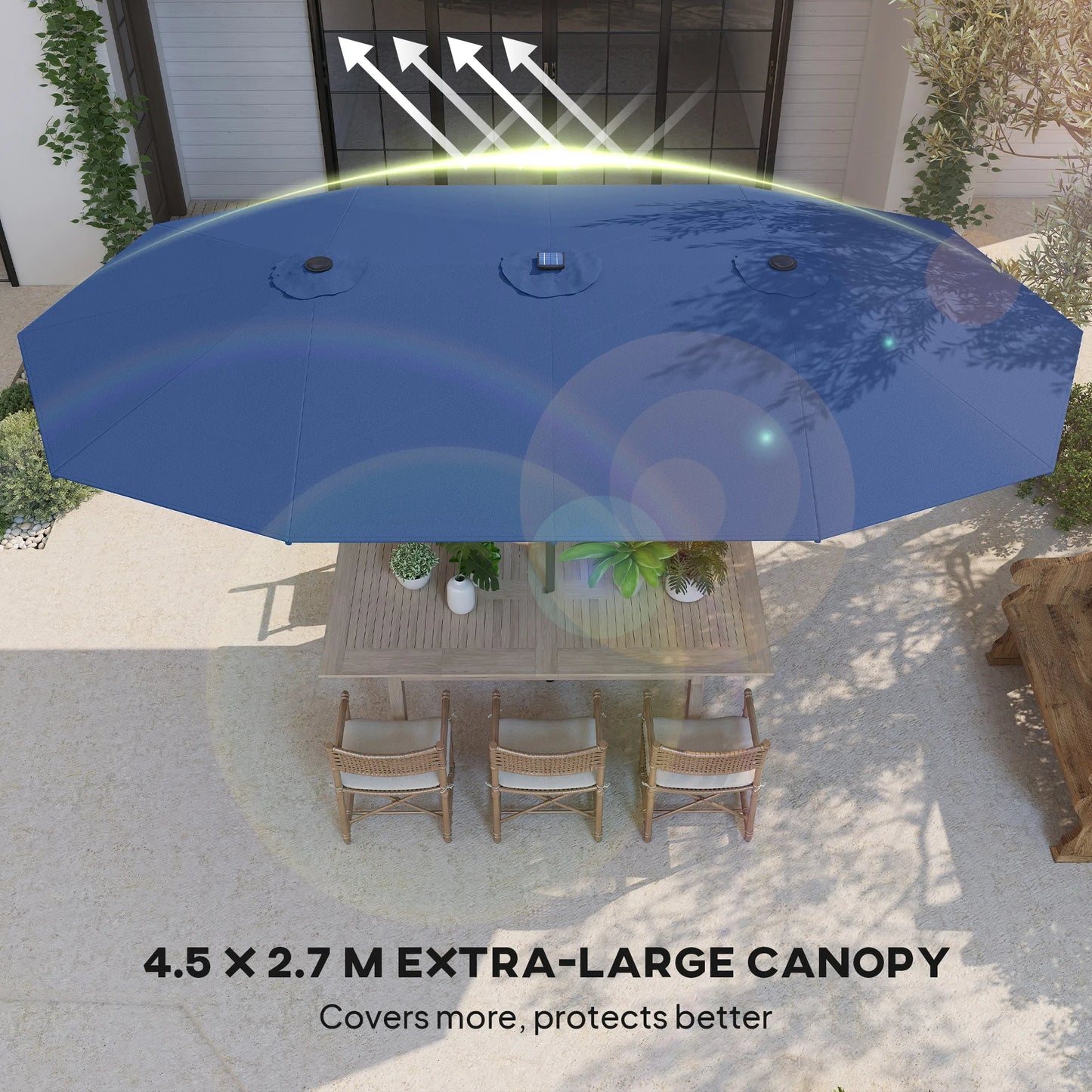 Double-Sided Outdoor Sun Umbrella With LED Solar Lights