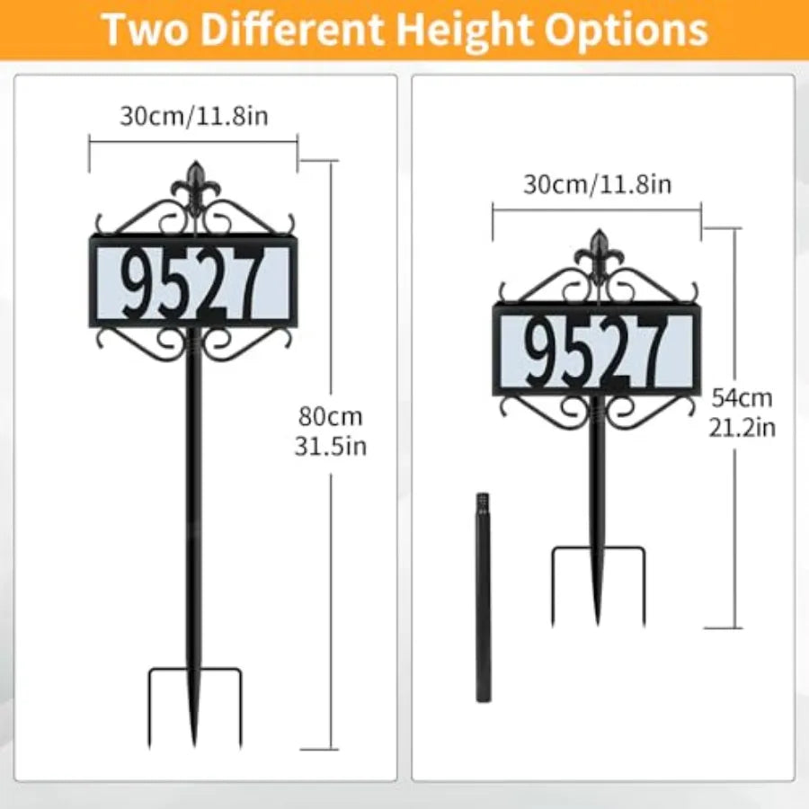Metal Solar Address Signs For Yard With Custom House Numbers
