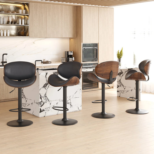 FARINI Set of 2 Adjustable Swivel Bar Stools with Footrest