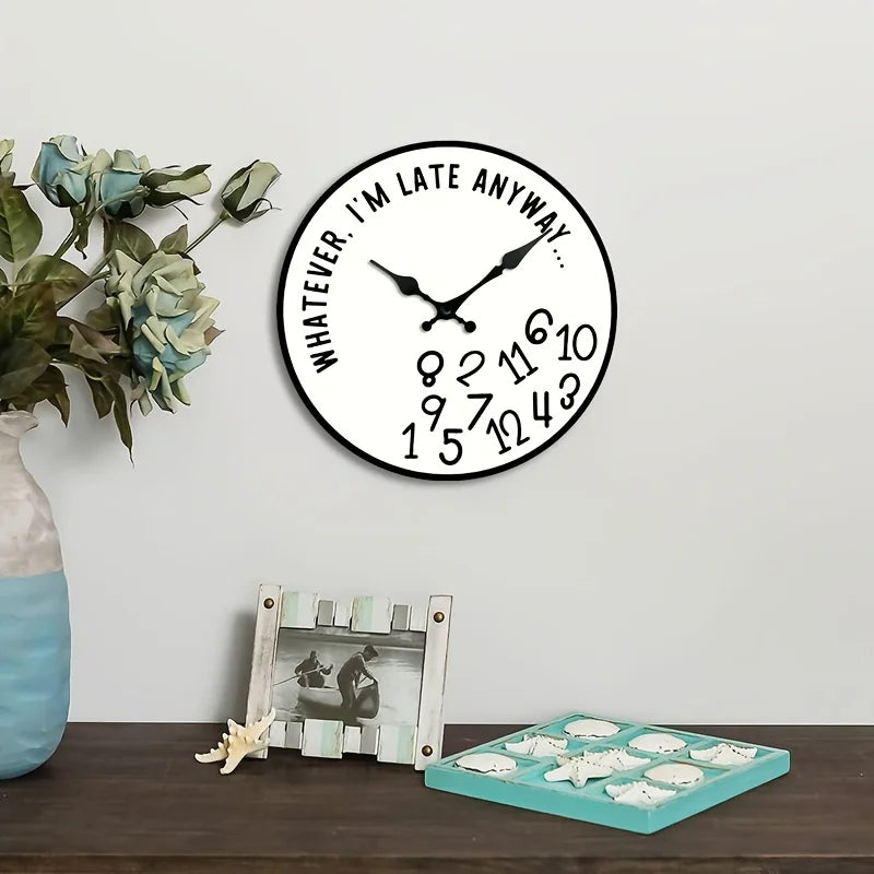 Silent Wooden Wall Clock - Creative & Fun Design, Perfect for Home Decor & Gifts, Battery-Operated (AA Not Included)