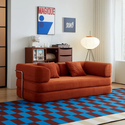 Floor Sofa Bed With Convertible Carpet Pillows And Enhanced Frame Stability