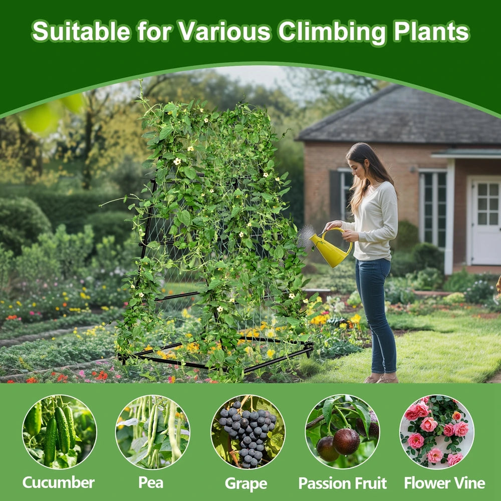 Wisfor A Shaped Metal Garden Trellis Arch Plant Support Netting