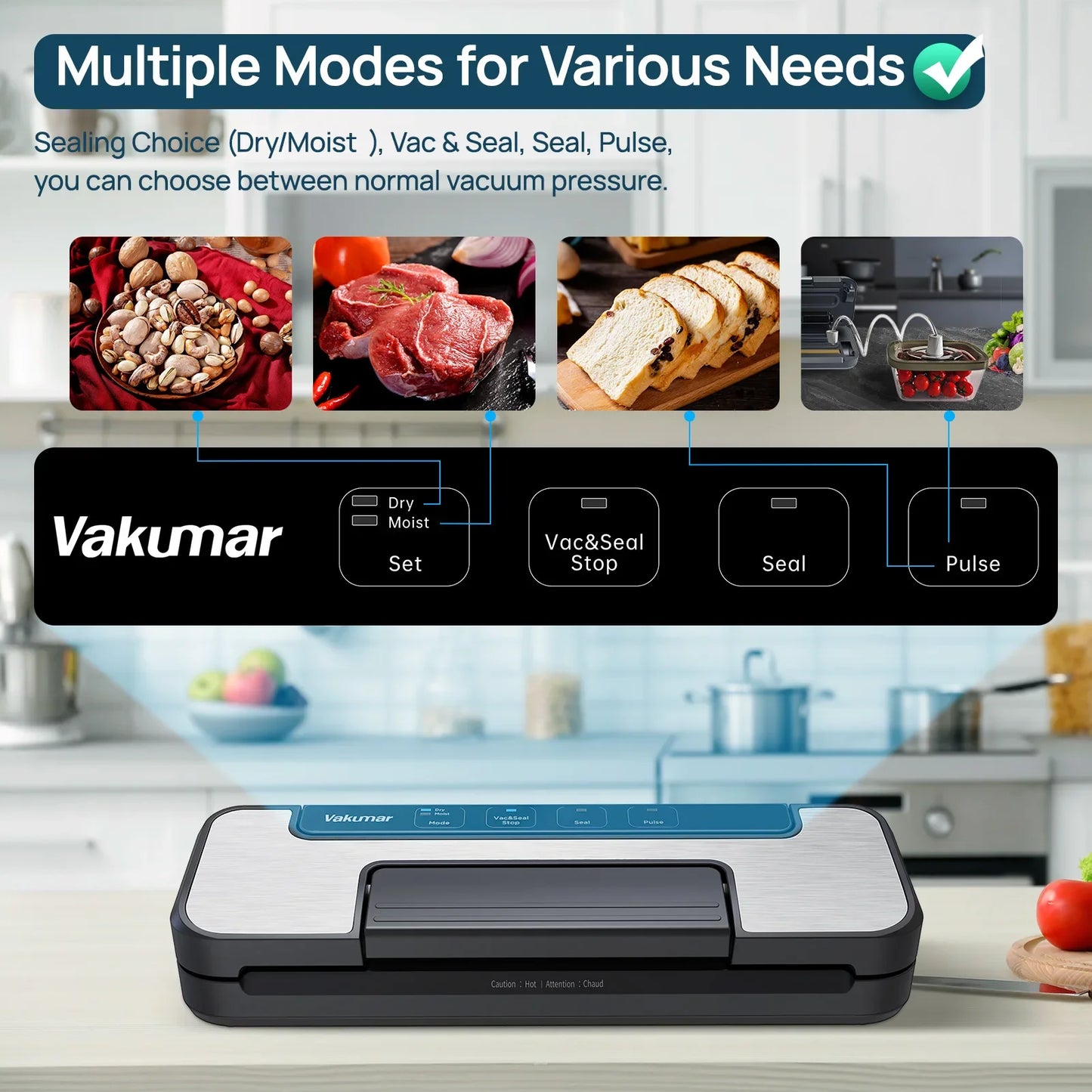 Vakumar VH1506 Vacuum Sealer Machine Sous Vide Stand Table 80KPa
