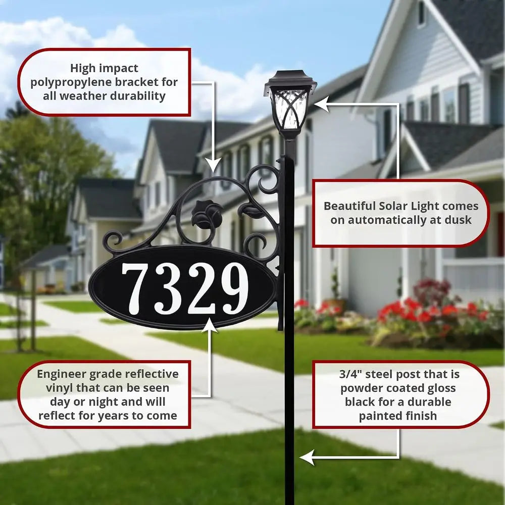 Reflective Double Sided Address Sign With Light Or 911 Option