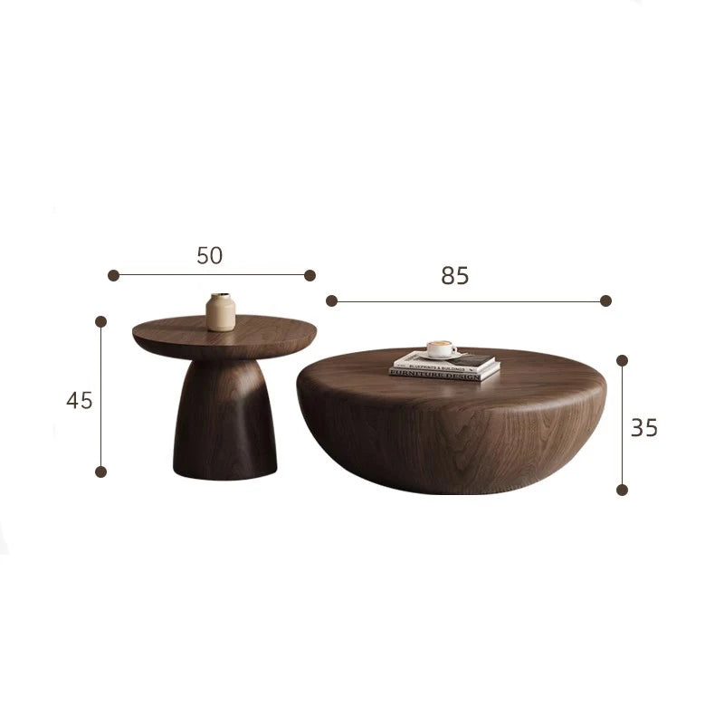 QWC Modern Wabi Sabi Round Coffee Table for Living Room