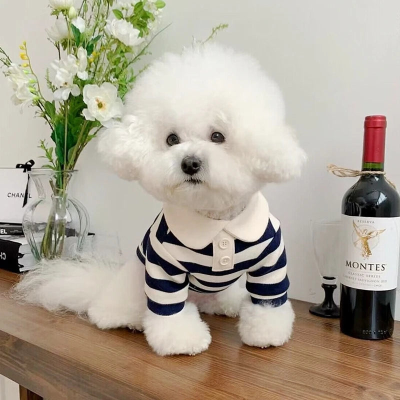 Summer Polo Dog Shirt Bichon Frise Chihuahua Stripe Vest